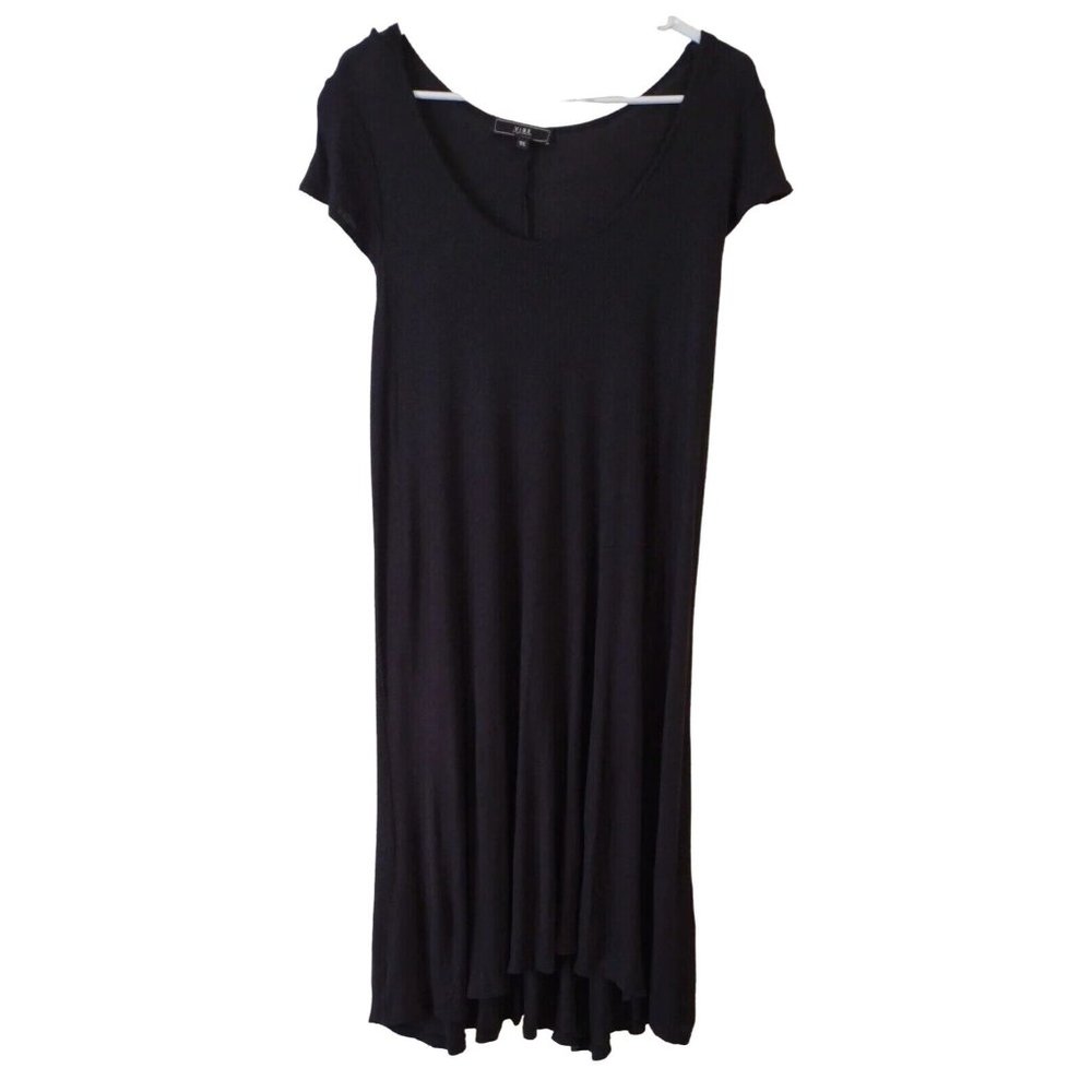 Vibe Sportswear Womens 1X Dress Cap Sleeve Black High Low Hem Light Weight Knit